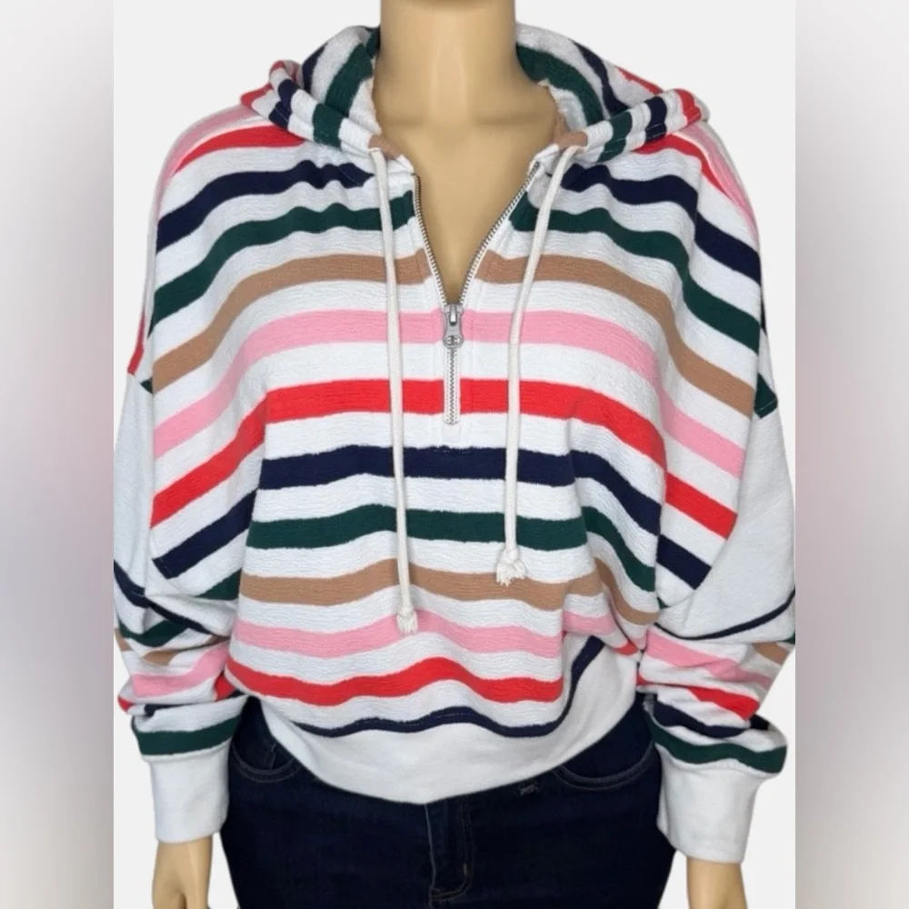 Aerie Always and Forever Colorful Striped Sweatshirt Size Large - Picture 2 of 11